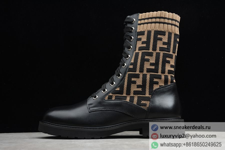 Fendi Sneaker Maglia Bicolor+Vitello Nero 8T6780A8C7F0PMM Ankle Boots